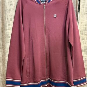 Psycho Bunny Burgundy Bomber Jacket with Navy and White Trim